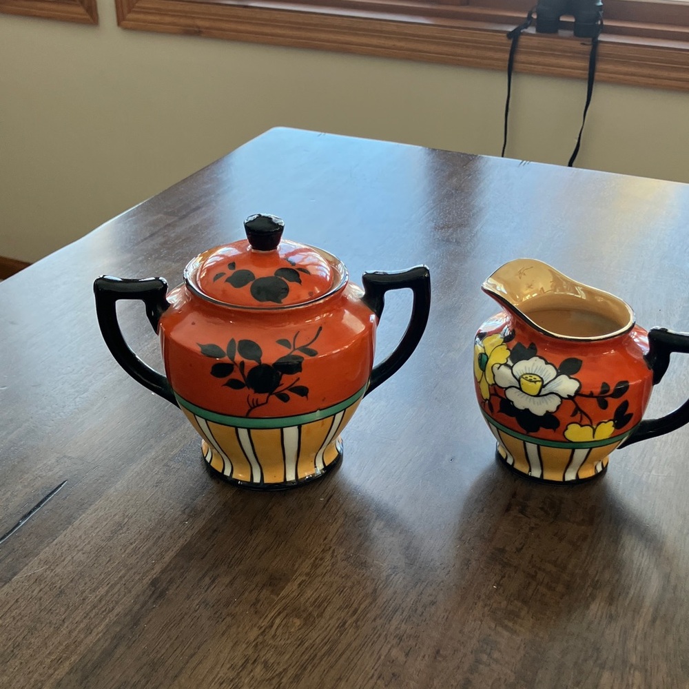 Vintage Lusterware Japanese Sugar and Creamer.